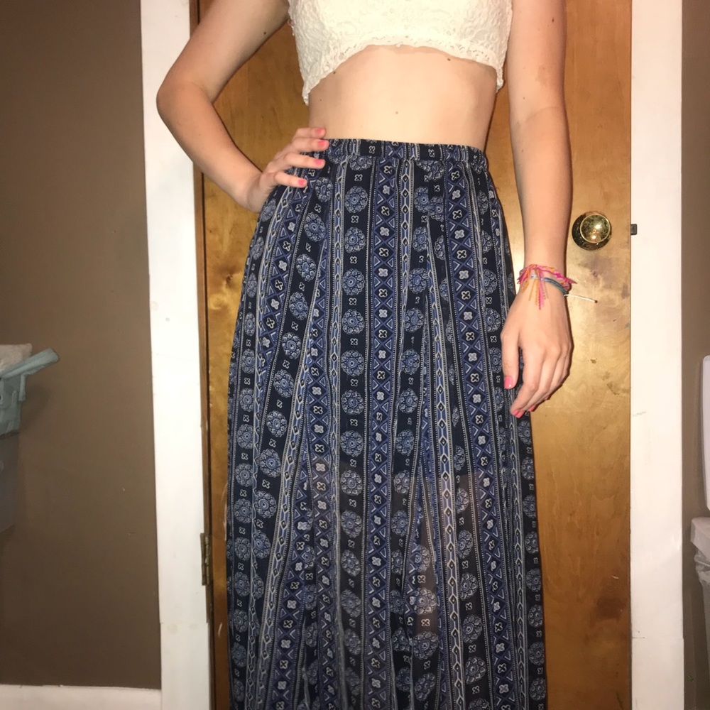 Boho flowy blue hollister maxi skirt